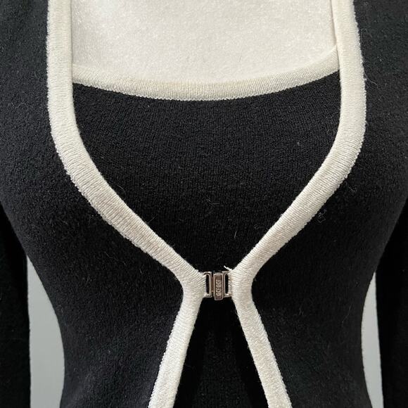 NEW Bebe Colorblock Knit Two Tone Contrast Cardigan Cami Sweater Twin Set Bla… - Picture 9 of 16